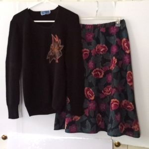 Vintage Jonathan Cass Women's Skirt Set - Size (13) - Floral